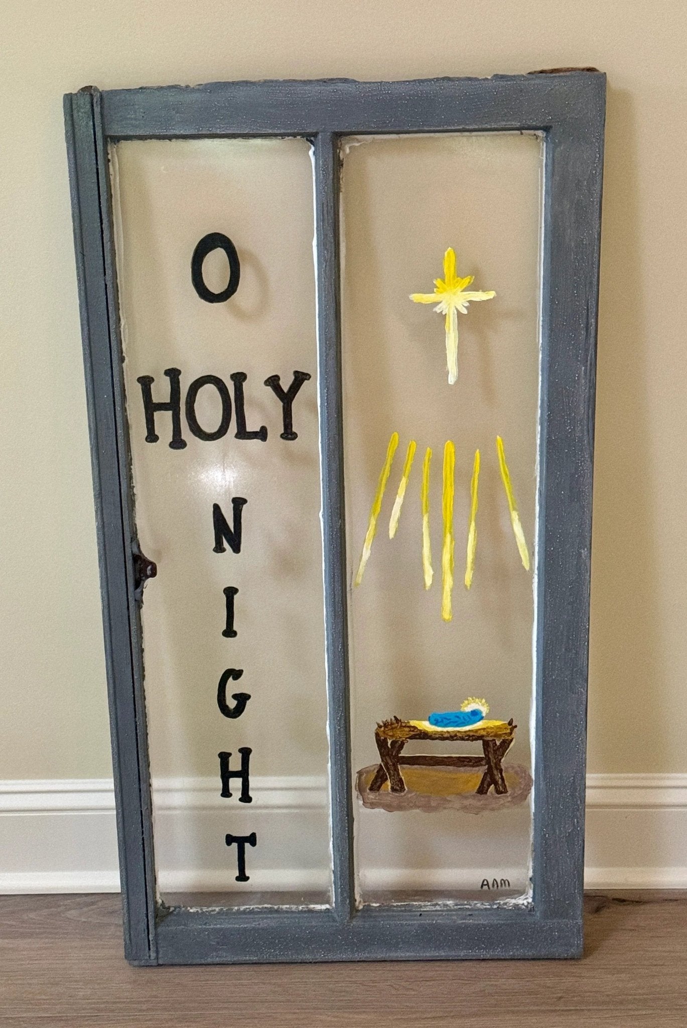 O Holy Night Decorative Hand - Painted Window - Redeemed Creations