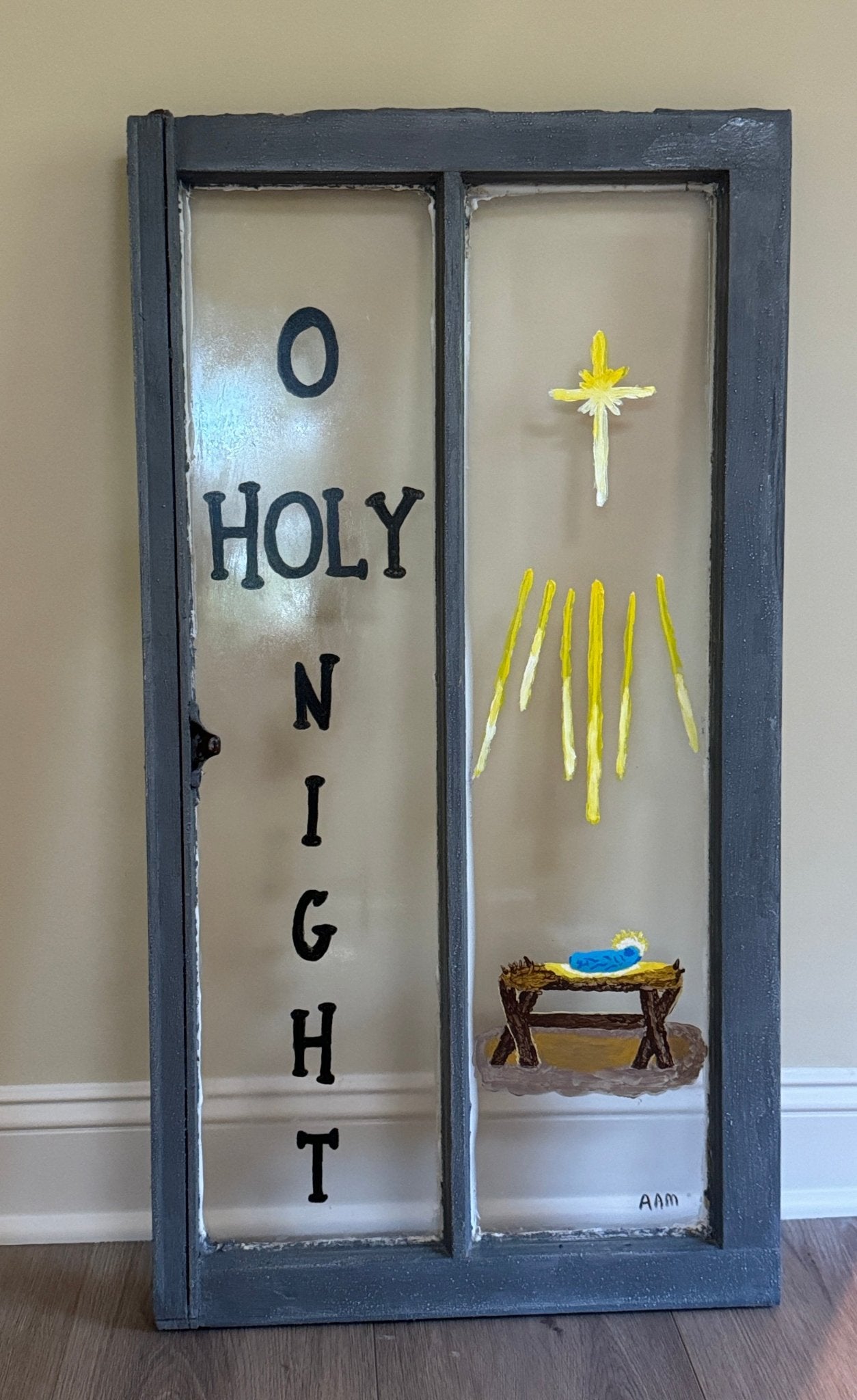 O Holy Night Decorative Hand - Painted Window - Redeemed Creations